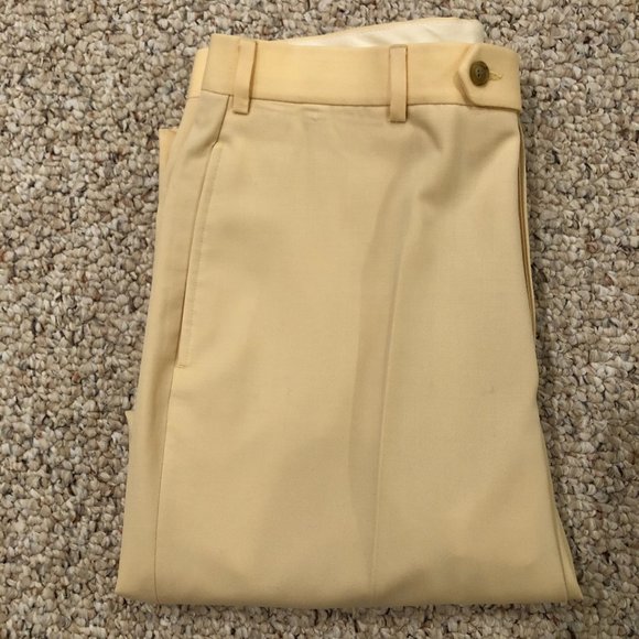 Brooks Brothers Men's 100% Pastel Cream Yellow Wool Pants 36X30 - Picture 2 of 9
